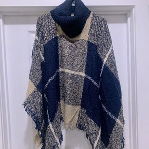 Soft turtleneck poncho